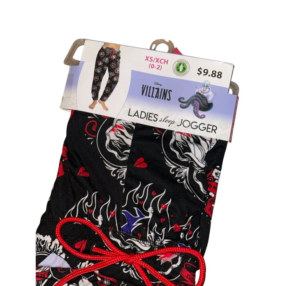 NEW Disney Villains Ursula Evil‎ Hearts Women’s Jogger Sleep Pants XS (0-2) - Picture 2 of 4